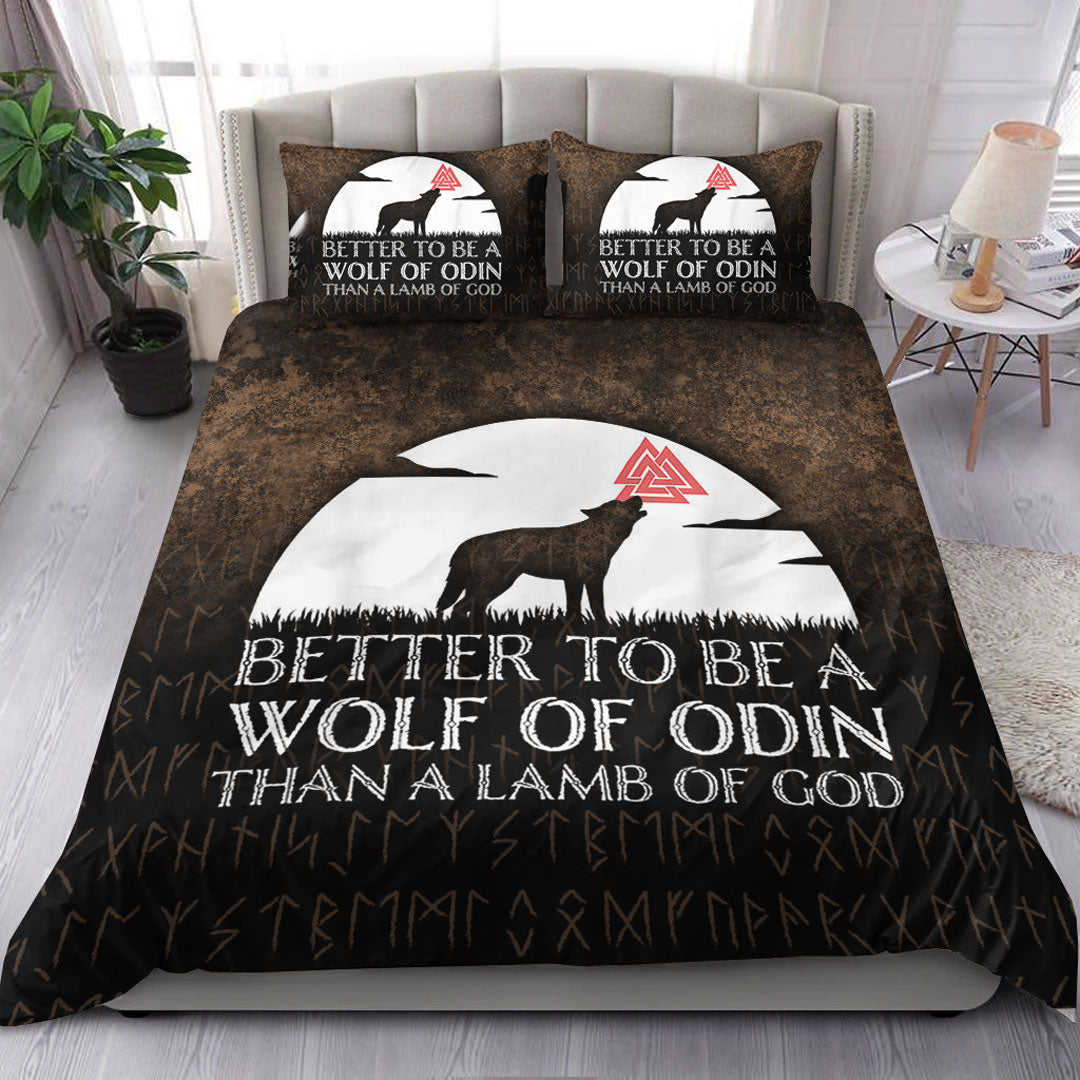 Viking Bedding Set Better To Be A Wolf Of Odin Than A Lamb Of God Ver02