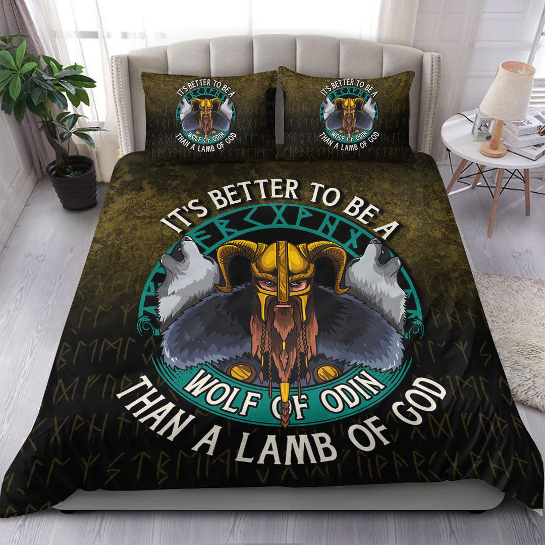 Viking Bedding Set Its Better To Be A Wolf Of Odin Than A Lamb Of God Ver02