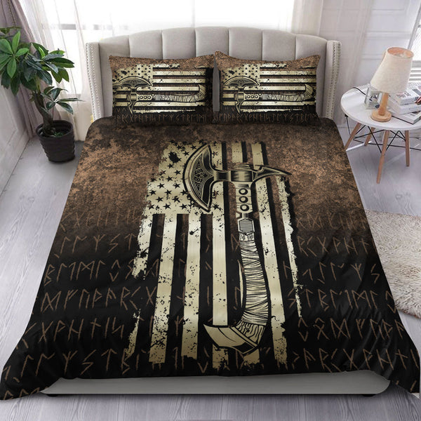 Viking Bedding Set USA Flag Viking Cool American Norsemen