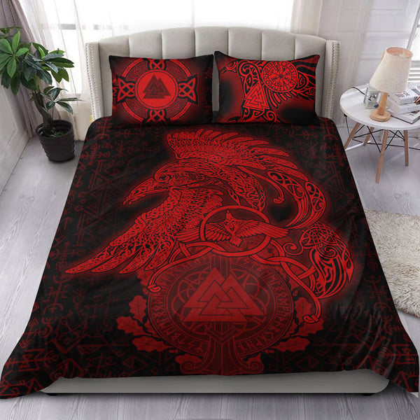 Viking Bedding Set Raven Celtic Viking Red Homeset