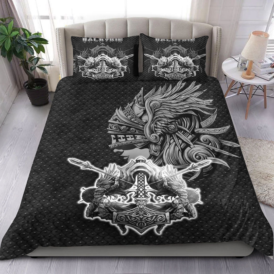 Viking Bedding Set Valkyrie Metal Background