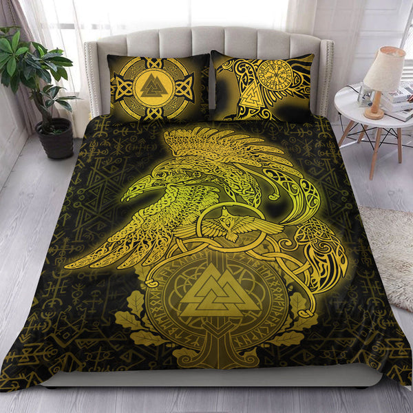 Viking Bedding Set Raven Celtic Special Yellow