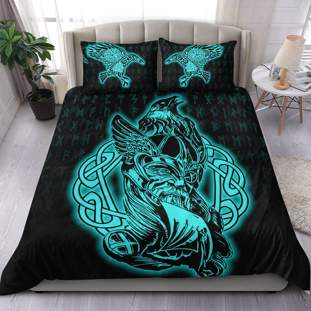 Viking Bedding Set Odin Raven Viking Set Turquoise