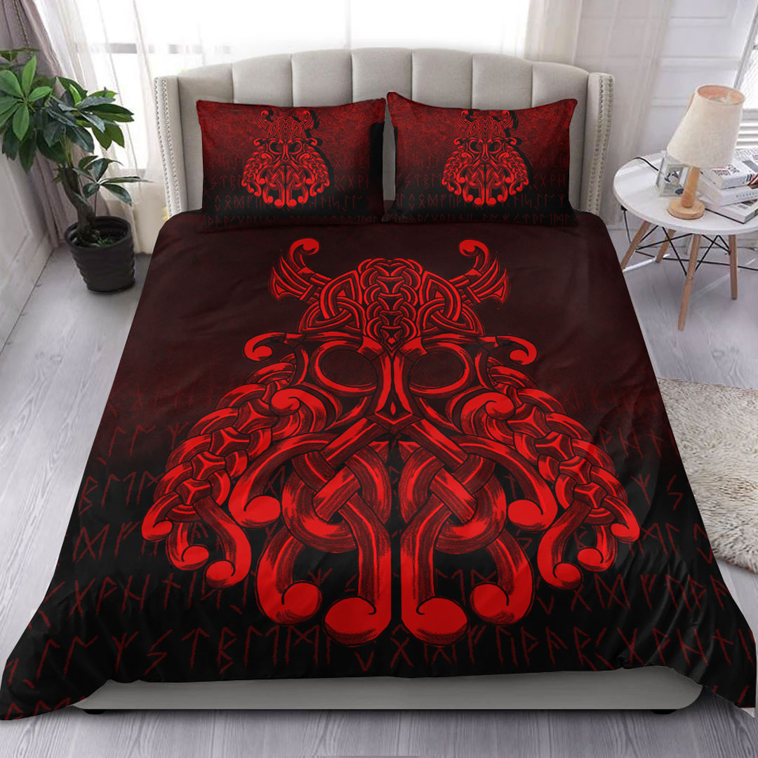 Viking Bedding Set Vikings Odin Valhalla Red Version