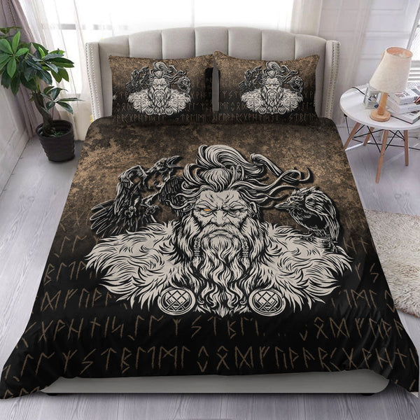 Viking Bedding Set Norse Viking Mythology Allfather Odin Huginn Muninn