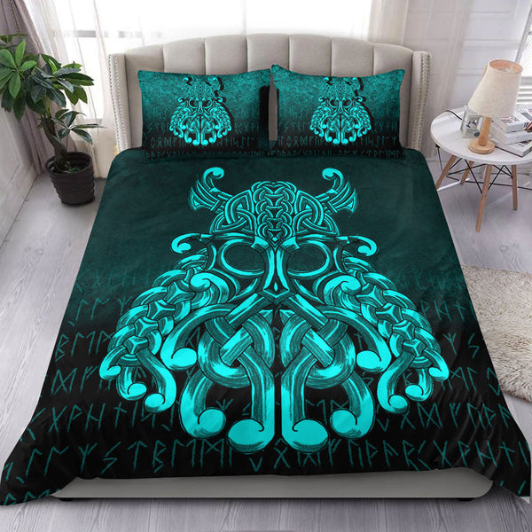 Viking Bedding Set Vikings Odin Valhalla Cyan Version