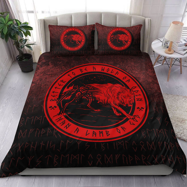 Viking Bedding Set Wolf Of Odin Red Version