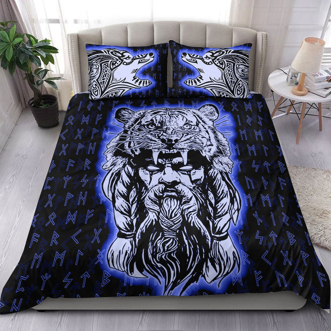 Viking Bedding Set Wolf Odin Viking Set Blue