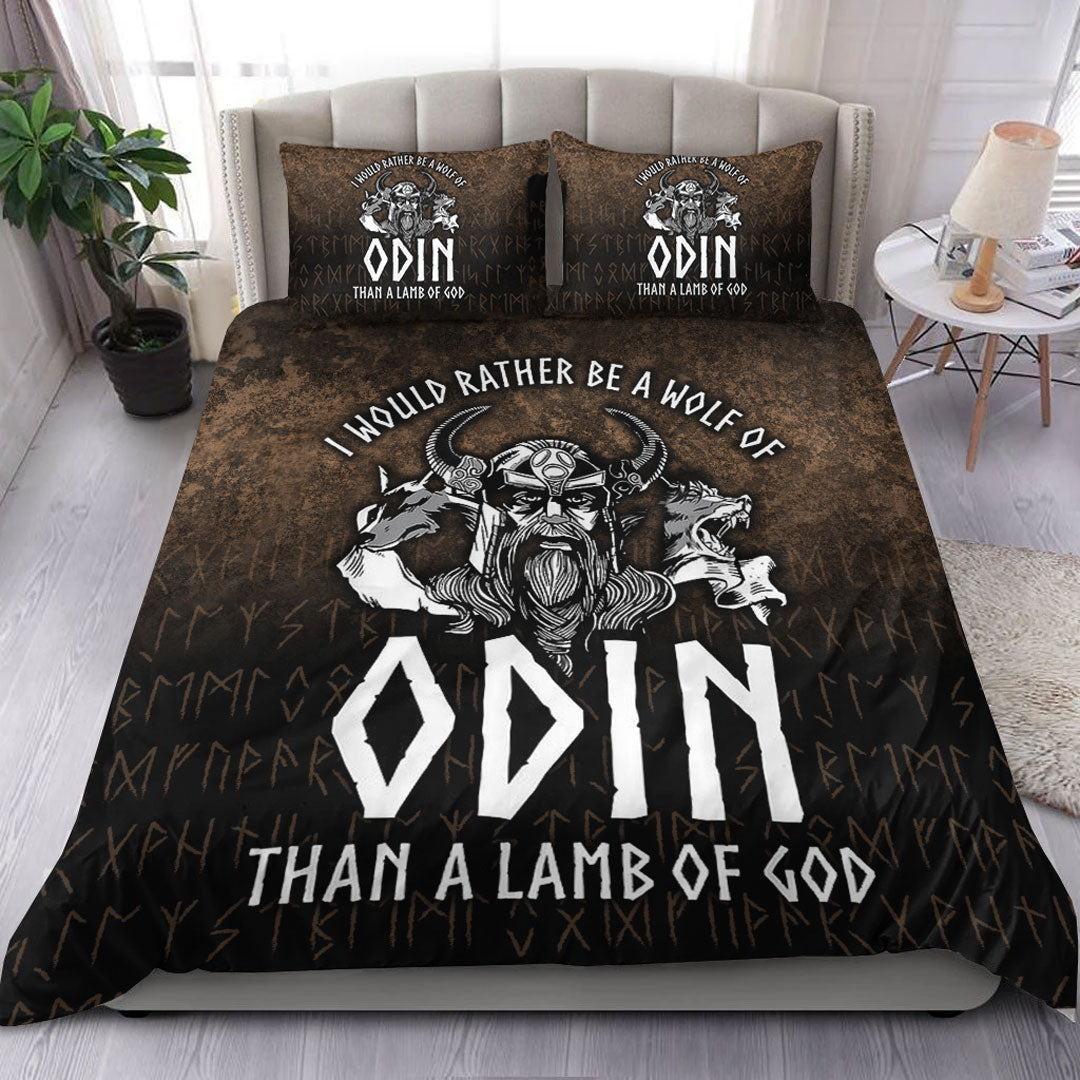 Viking Bedding Set I Would Rather Be A Wolf Of Odin Than A Lamb Of God