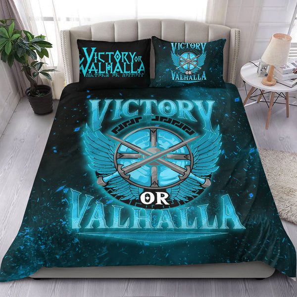 Viking Bedding Set Victory Or Valhalla Cyan Style