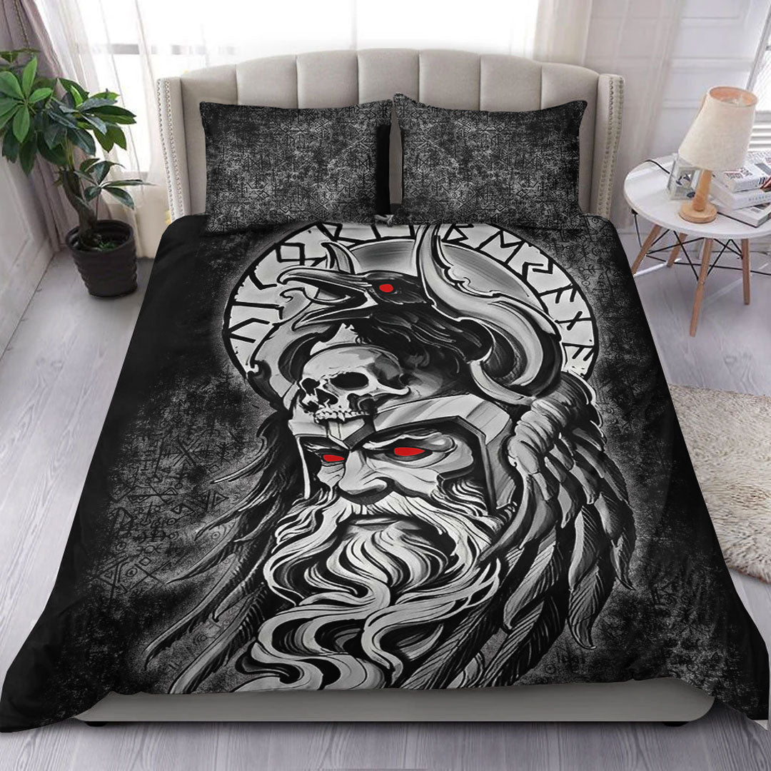 Viking Bedding Set Raven Of Odin Viking Skull Style