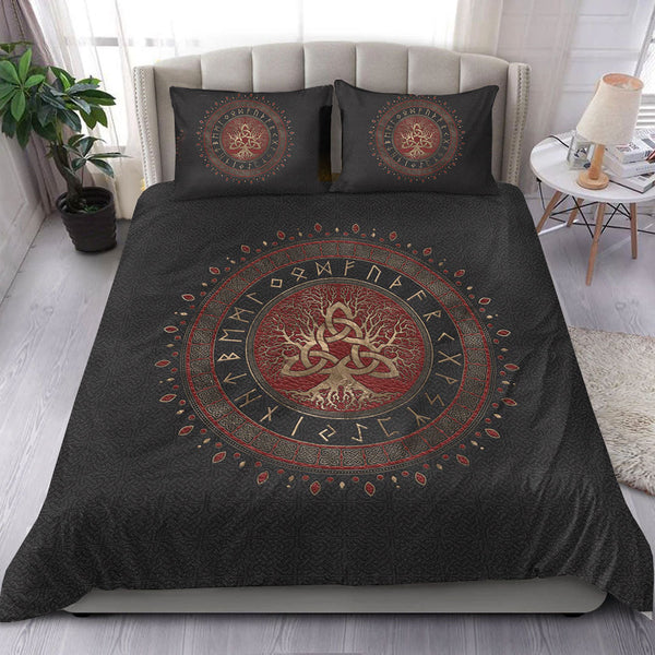 Viking Bedding Set Tree of Life with Triquetra