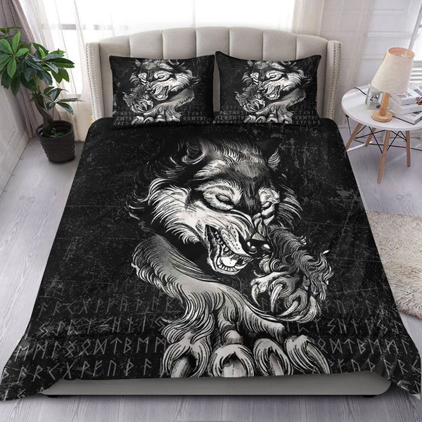 Viking Bedding Set Fenrir Wolf Lead