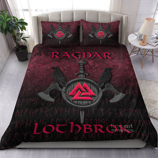 Viking Bedding Set Ragnar Lothbrok Ragnar Lodbrok Viking Warrior Red Version