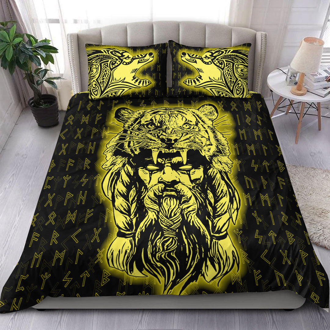 Viking Bedding Set Wolf Odin Viking Set Gold