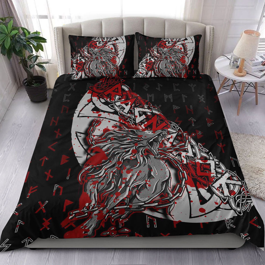 Viking Bedding Set Fenrir Ragnarok Blood