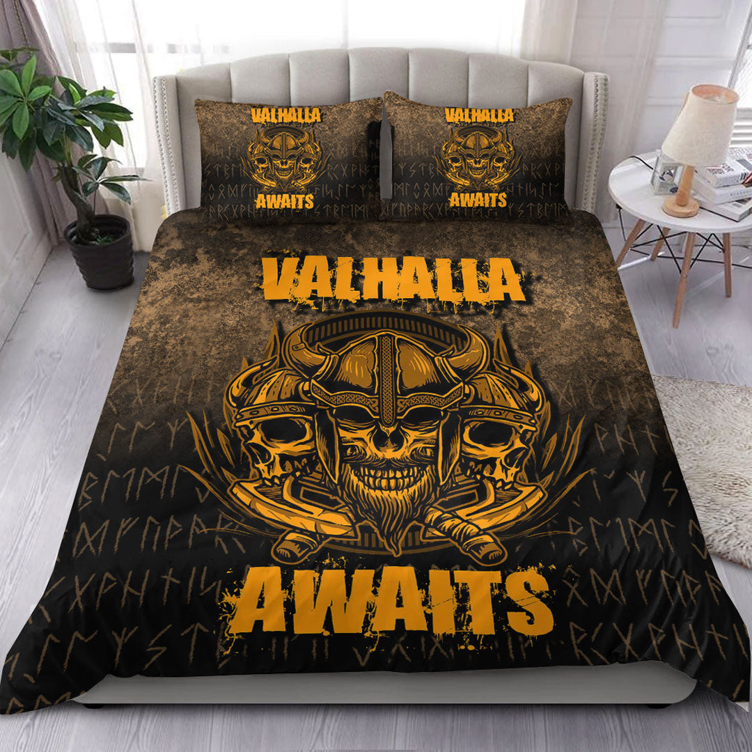 Viking Bedding Set Valhalla Awaits Warrior