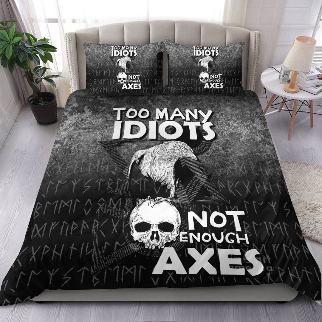 Viking Bedding Set Too Many Idiots Not Enough Axes Style