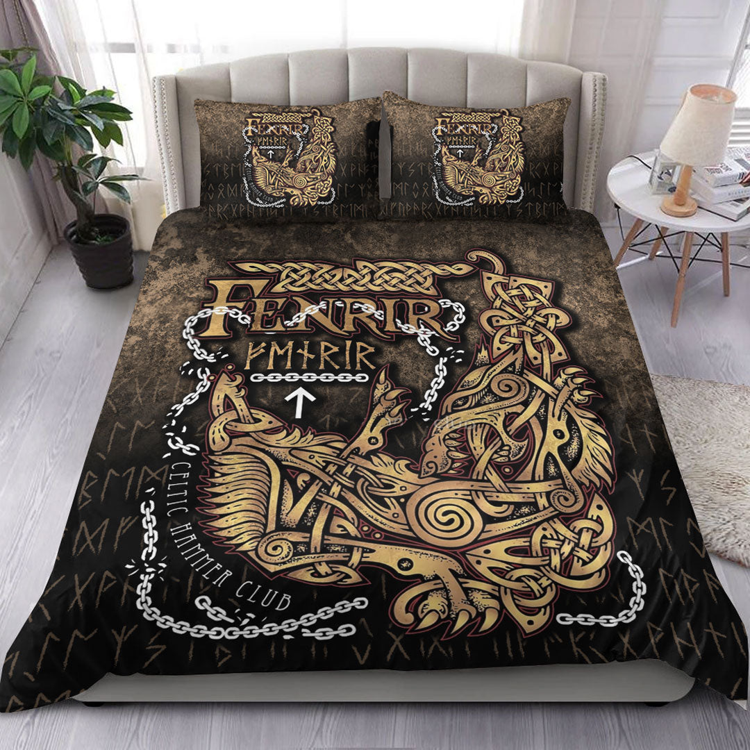 Viking Bedding Set Fenrir Ragnarok Viking Monster Wolf