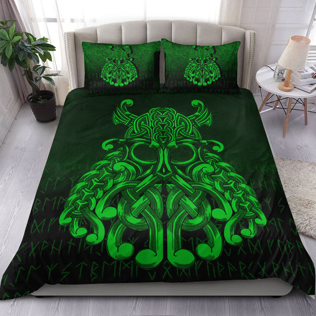 Viking Bedding Set Vikings Odin Valhalla Green Version