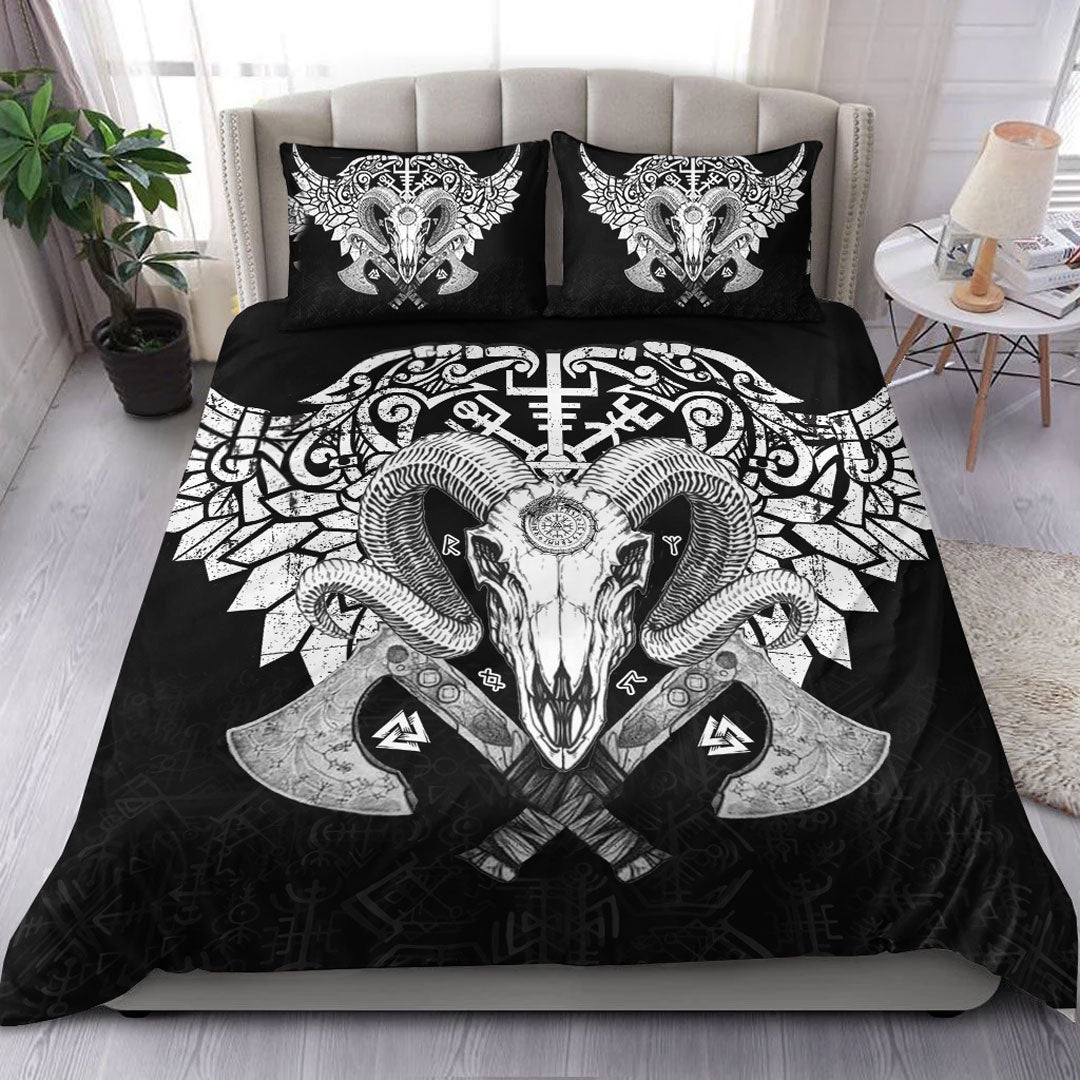 Viking Bedding Set Ram Skull