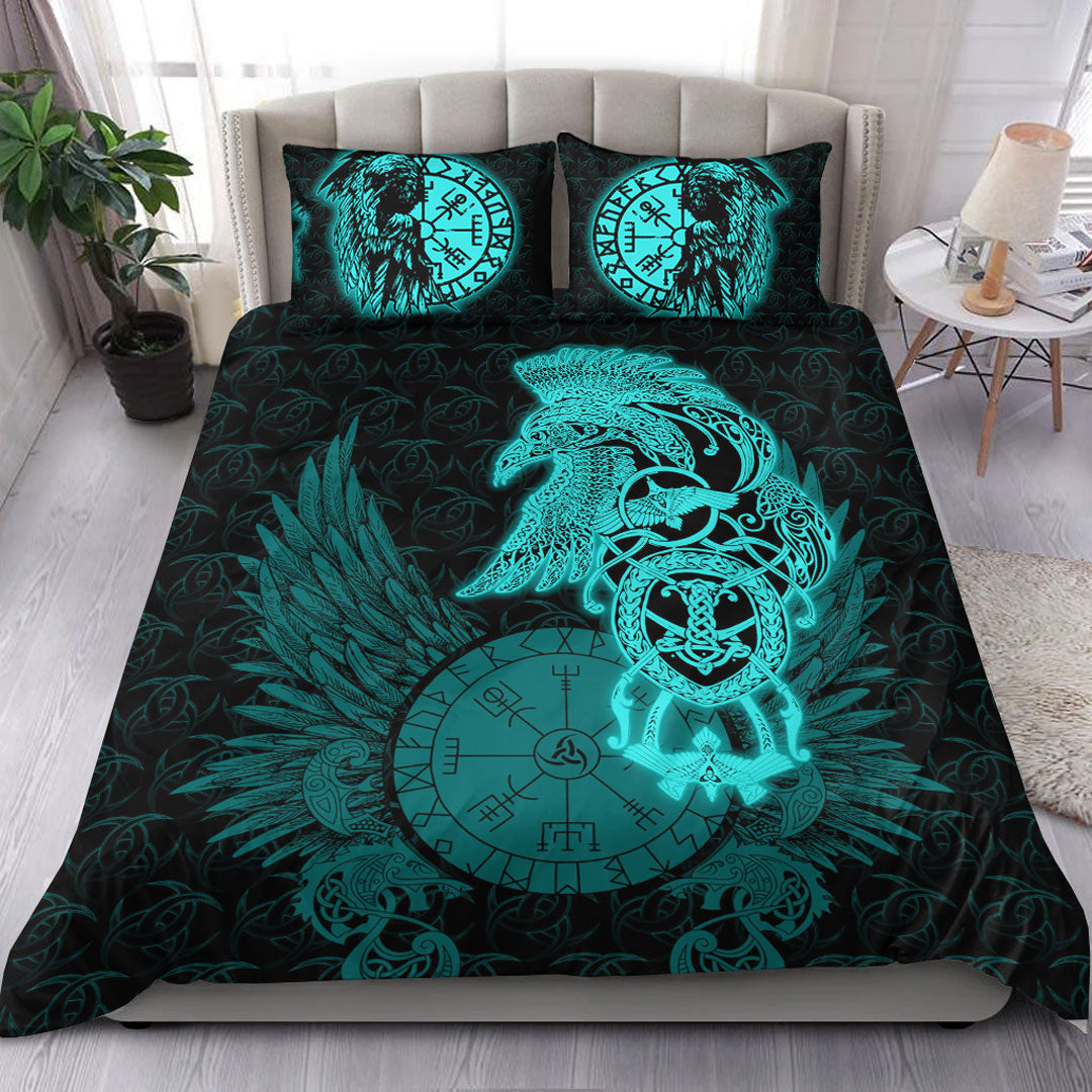 Viking Bedding Set Raven Ving Turquoise