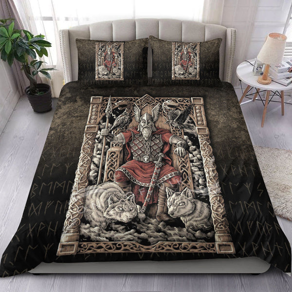 Viking Bedding Set Odin on Throne