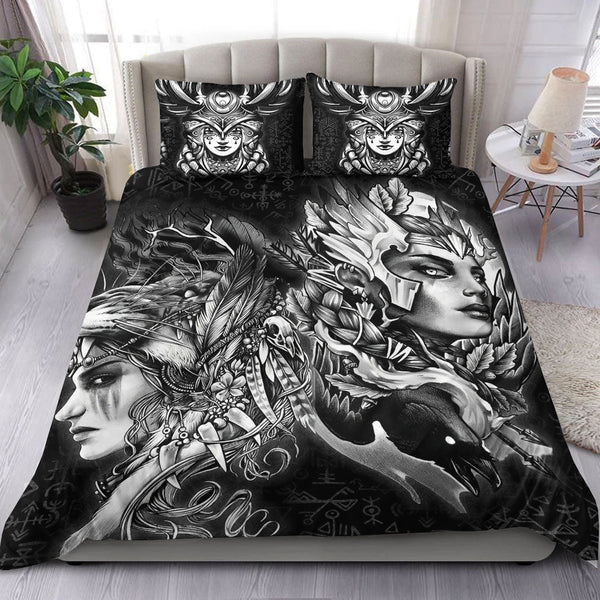 Viking Bedding Set Valkyries And Bear Raven Tree Cletic