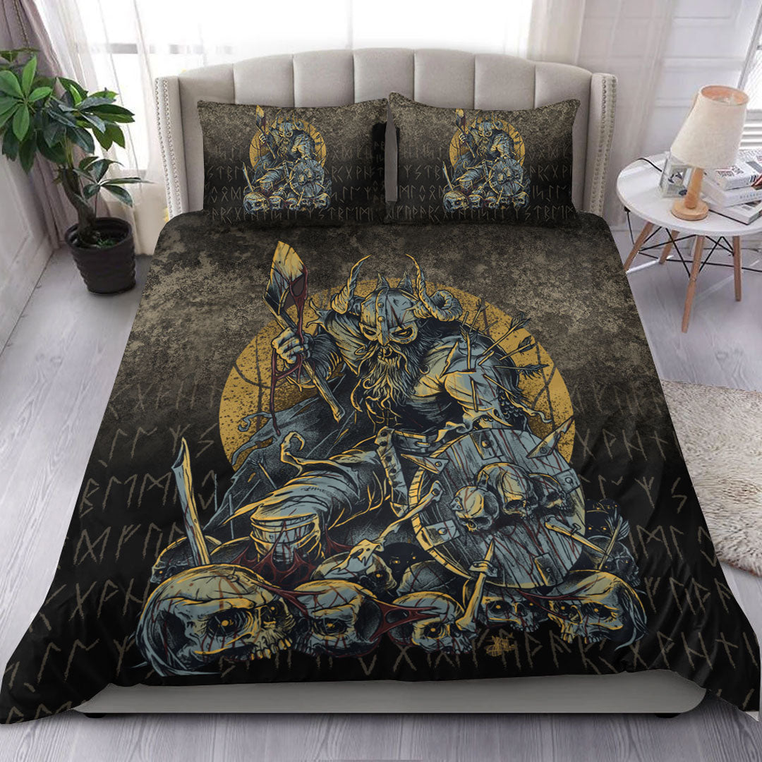 Viking Bedding Set Viking Warrior with Skulls