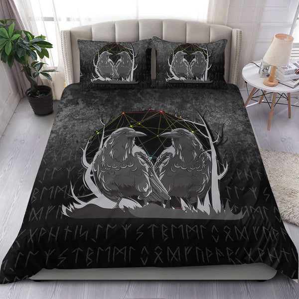 Viking Bedding Set Huginn And Muninn Norse Mythology Ravens Midgard Birds Crow