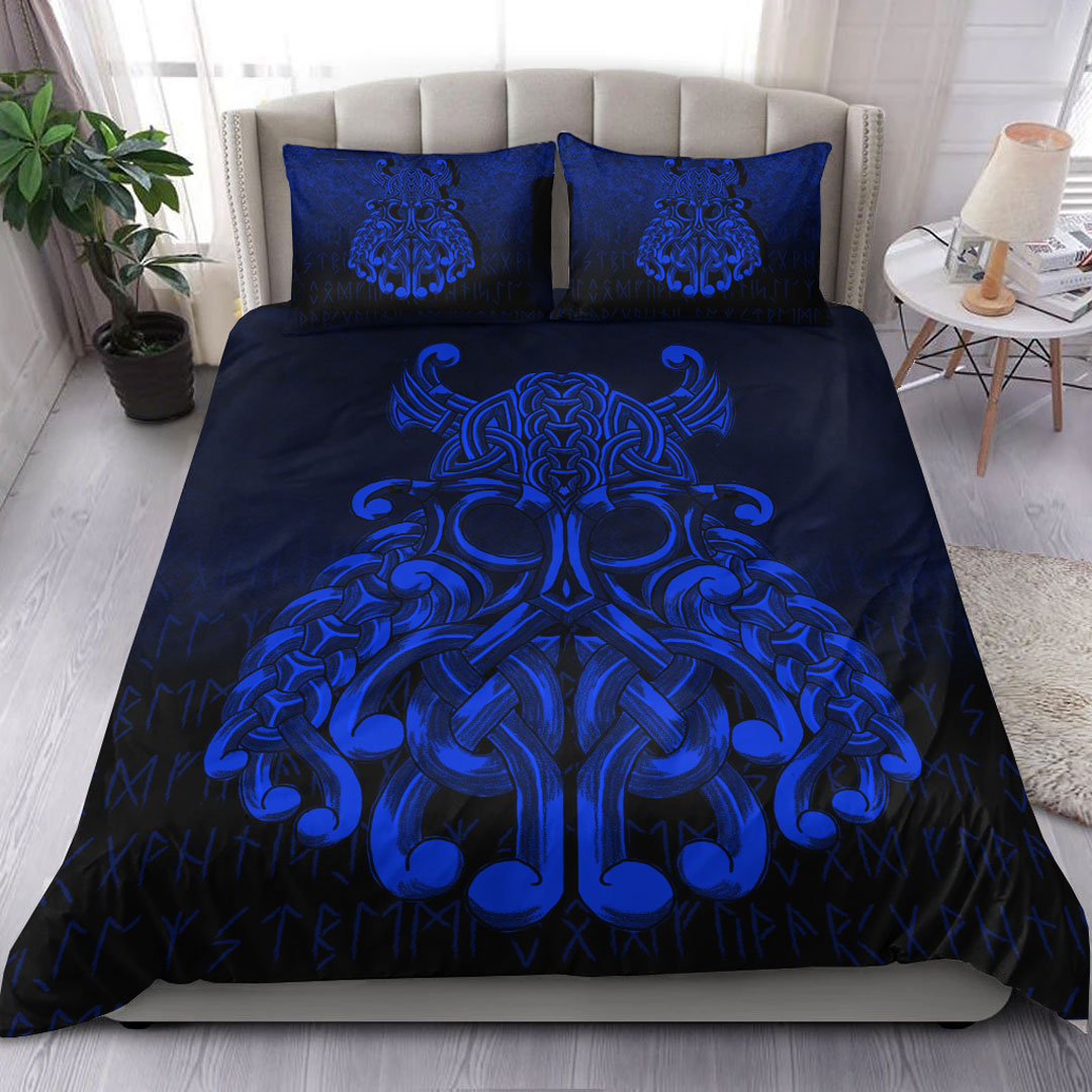 Viking Bedding Set Vikings Odin Valhalla Blue Version