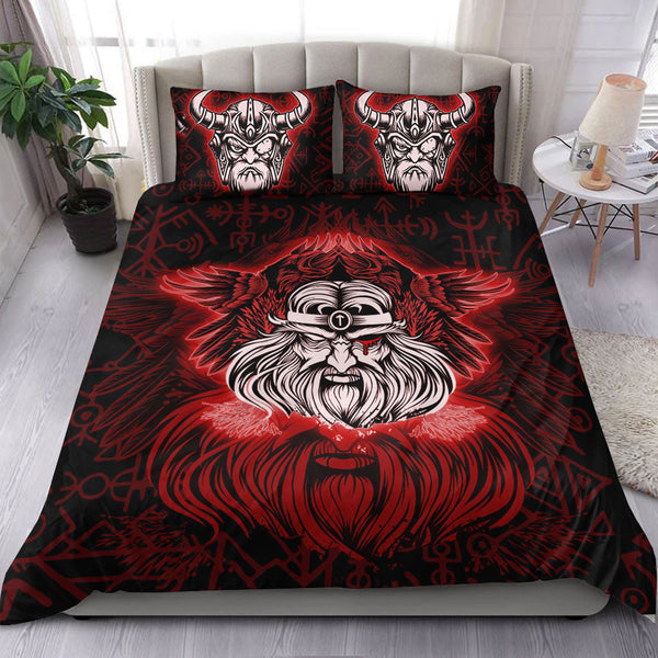 Viking Bedding Set Viking Odin Red