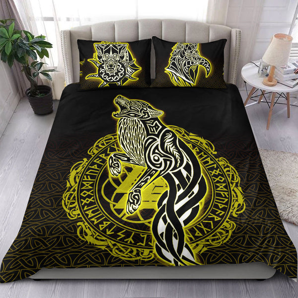 Viking Bedding Set Wolf Viking Gold