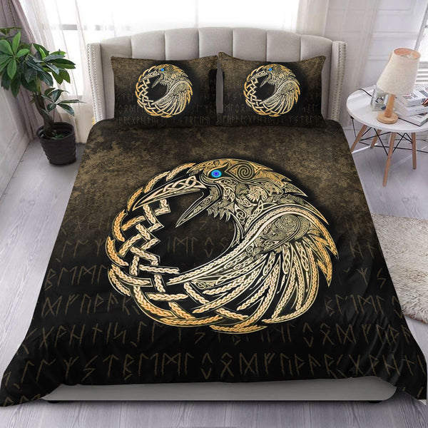 Viking Bedding Set Vikings Raven Gold Version