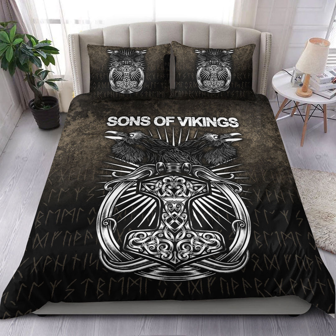 Viking Bedding Set Vikings Ravens Mjolnir