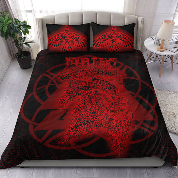 Viking Bedding Set Valknut Raven Red