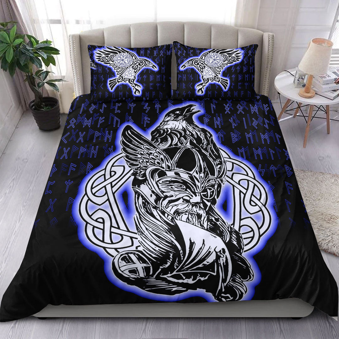 Viking Bedding Set Odin Raven Viking Set Blue