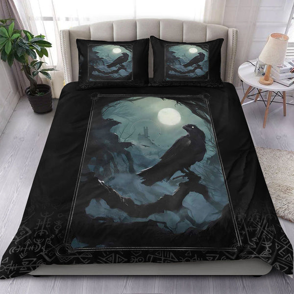 Viking Bedding Set Raven and Viking Gothic Style