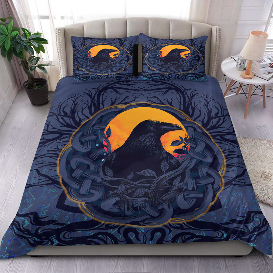 Viking Bedding Set Raven Celtic Yggdrasil and Runes