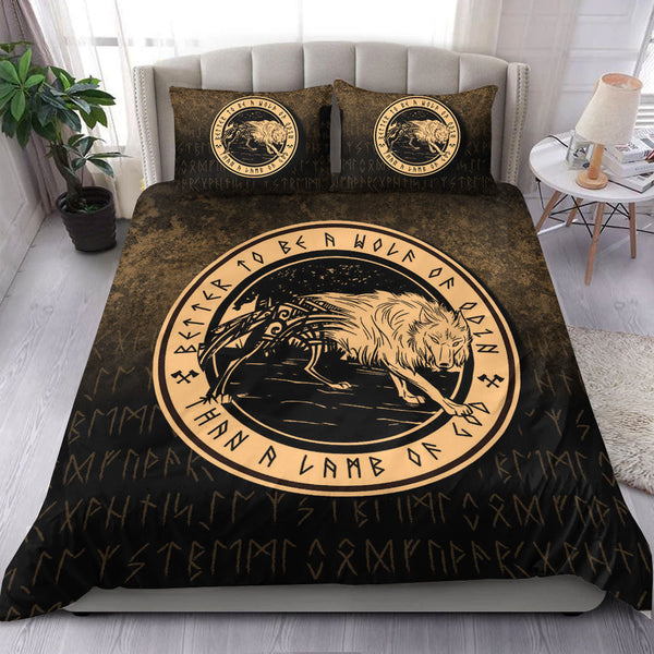 Viking Bedding Set Wolf Of Odin Gold Version