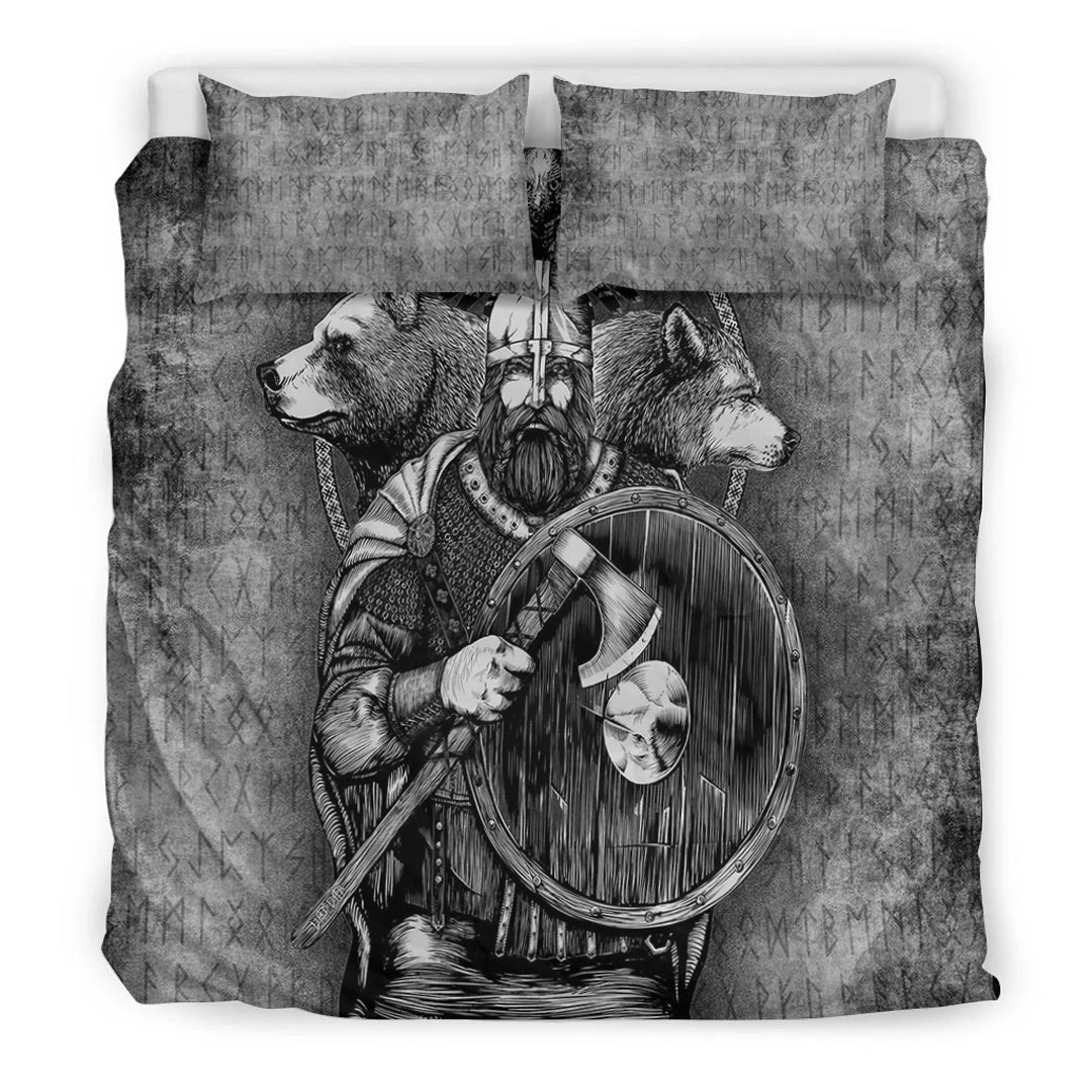 Viking Bedding Set Viking Odin Bear Raven Wolf