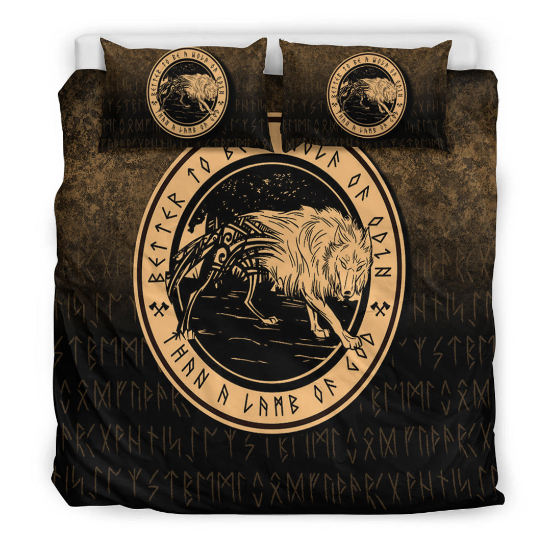 Viking Bedding Set Wolf Of Odin Gold Version