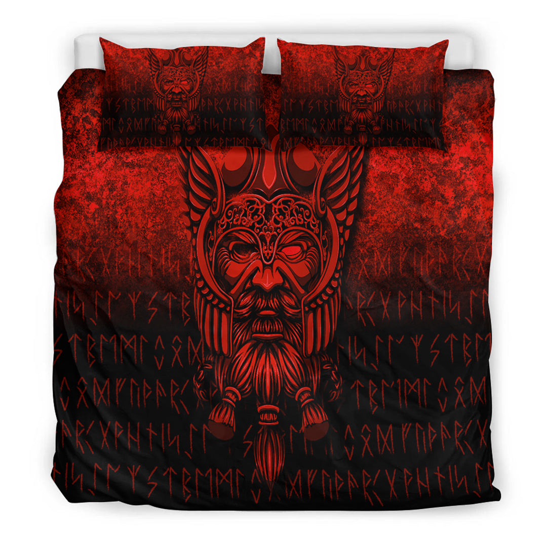 Viking Bedding Set Viking Odin Allfather In Asgard Red Version