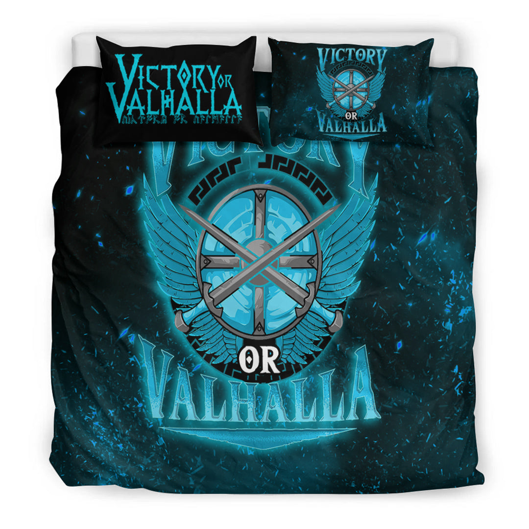 Viking Bedding Set Victory Or Valhalla Cyan Style