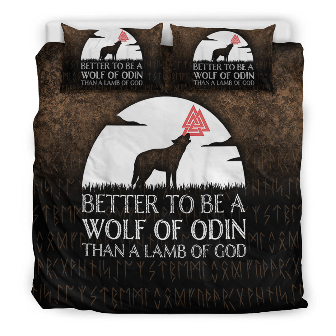 Viking Bedding Set Better To Be A Wolf Of Odin Than A Lamb Of God Ver02