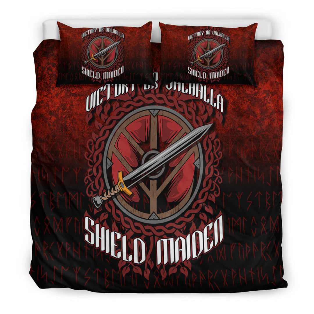 Viking Bedding Set Victory or Valhalla Shield Maiden