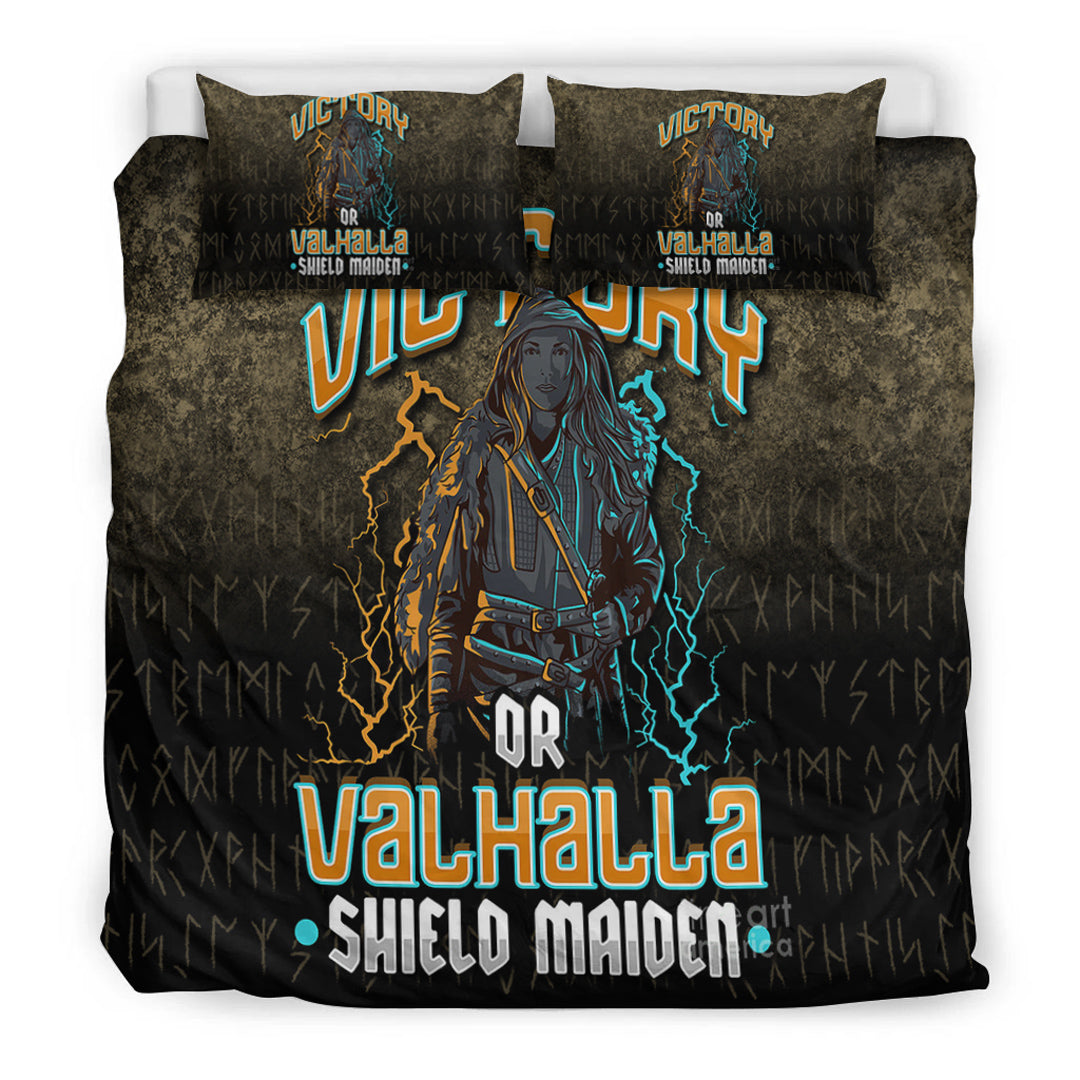 Viking Bedding Set Victory Or Valhalla Shield Maiden Female Style