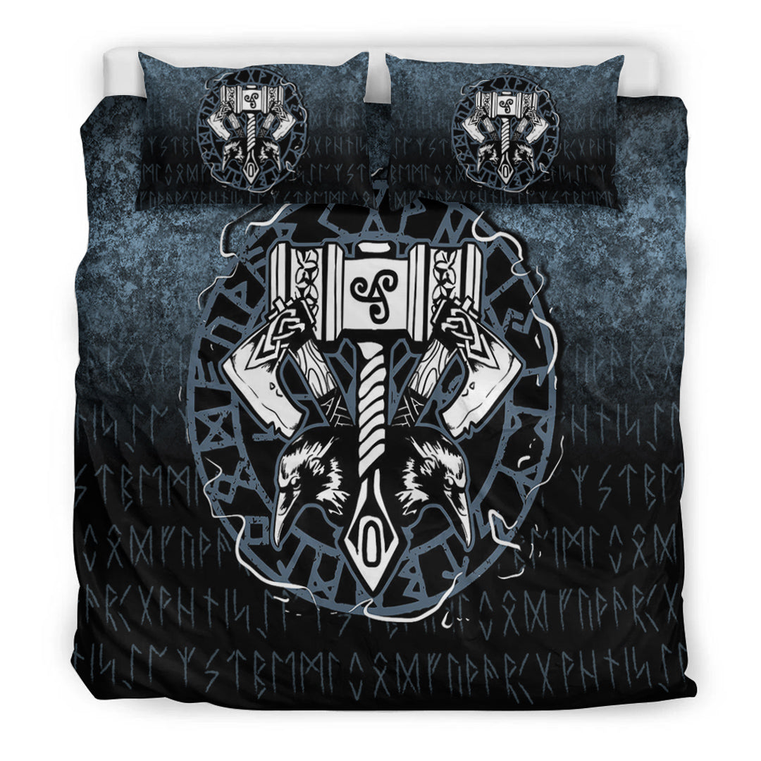 Viking Bedding Set Celtic Huginn And Muninn Raven Style