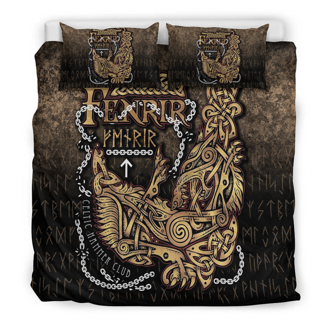 Viking Bedding Set Fenrir Ragnarok Viking Monster Wolf