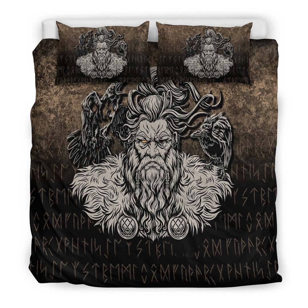 Viking Bedding Set Norse Viking Mythology Allfather Odin Huginn Muninn